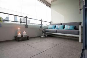 Photo of a small contemporary balcony in Sydney with a roof extension.